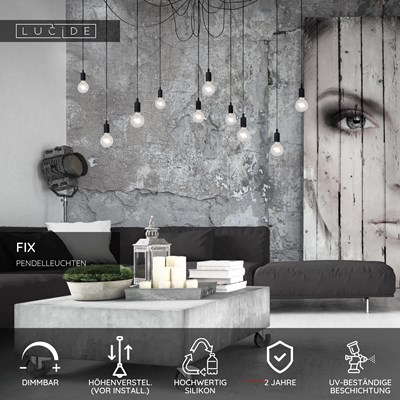 Lucide FIX - Pendelleuchten - 10xE27 - Schwarz